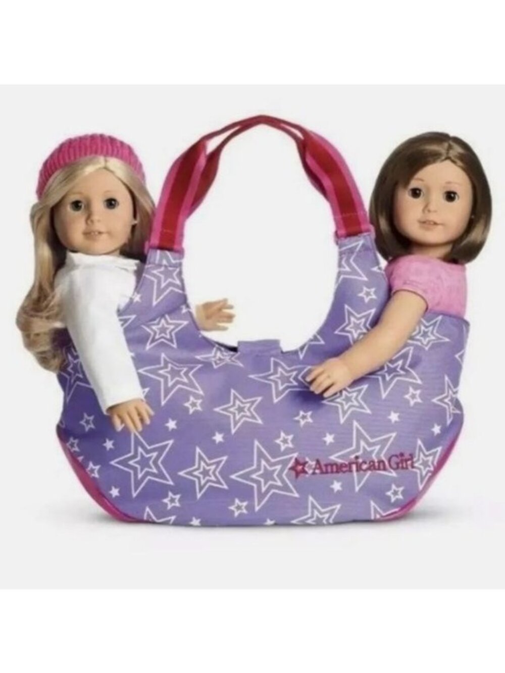 American Girl Kids Purple Star Woven Lined 2-Doll Carrier Tote Bag